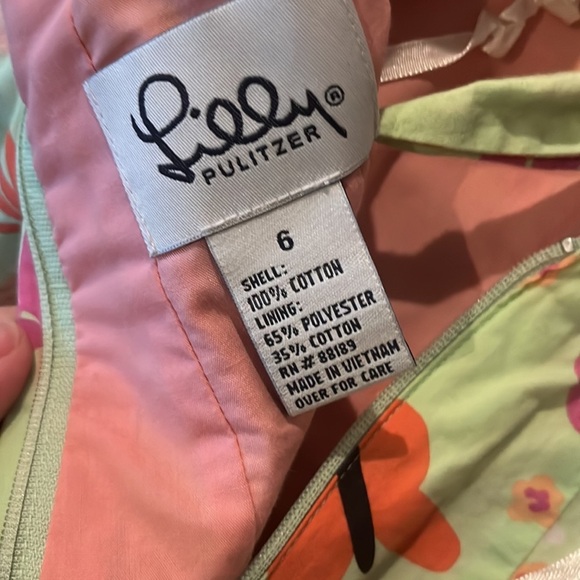 VINTAGE LILLY PULITZER STRAPLESS BUTTERFLY 🦋 PRINT DRESS, size 6 - Picture 2 of 5